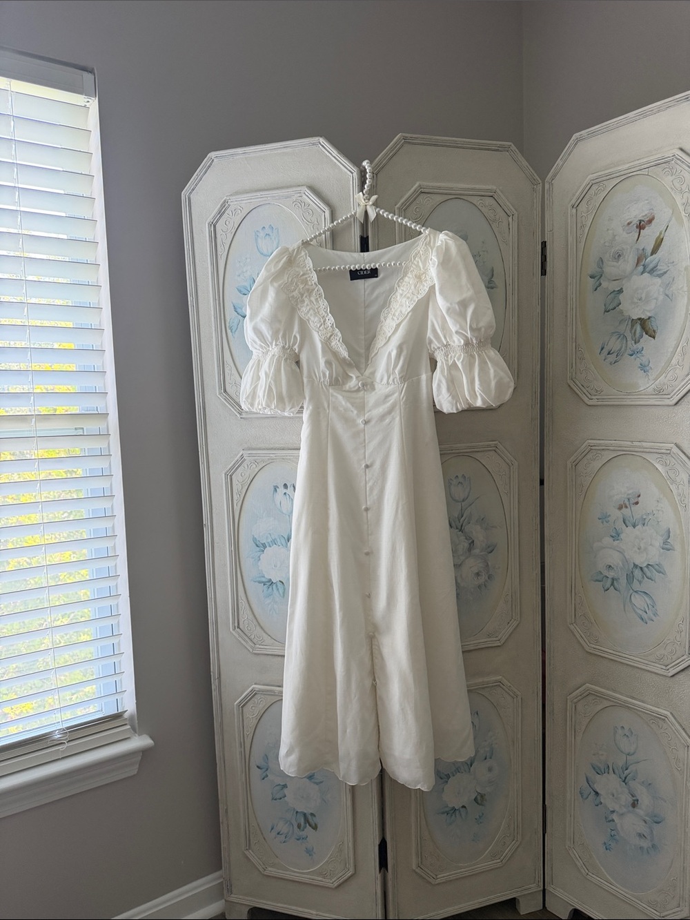 Cider Broderie Anglaise Rose Floral Midi Dress